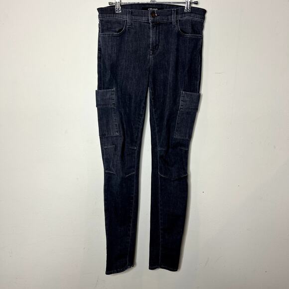 J Brand Transmiss Gray Mid Rise Zip Fly Sara Cargo Skinny Denim Jeans Women's 27 - Picture 1 of 11